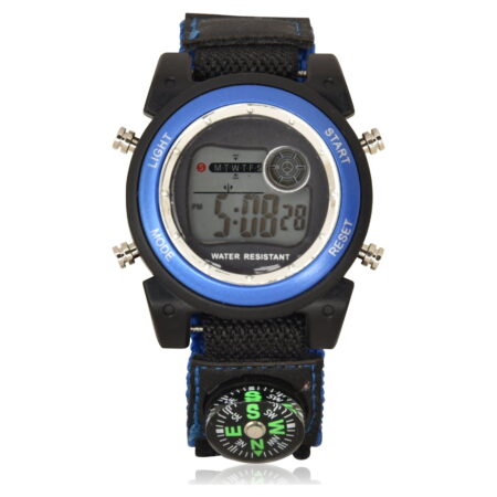 Wonder Nation Black and Blue LED Fast Strap Watch with Compass (WN4034WM)