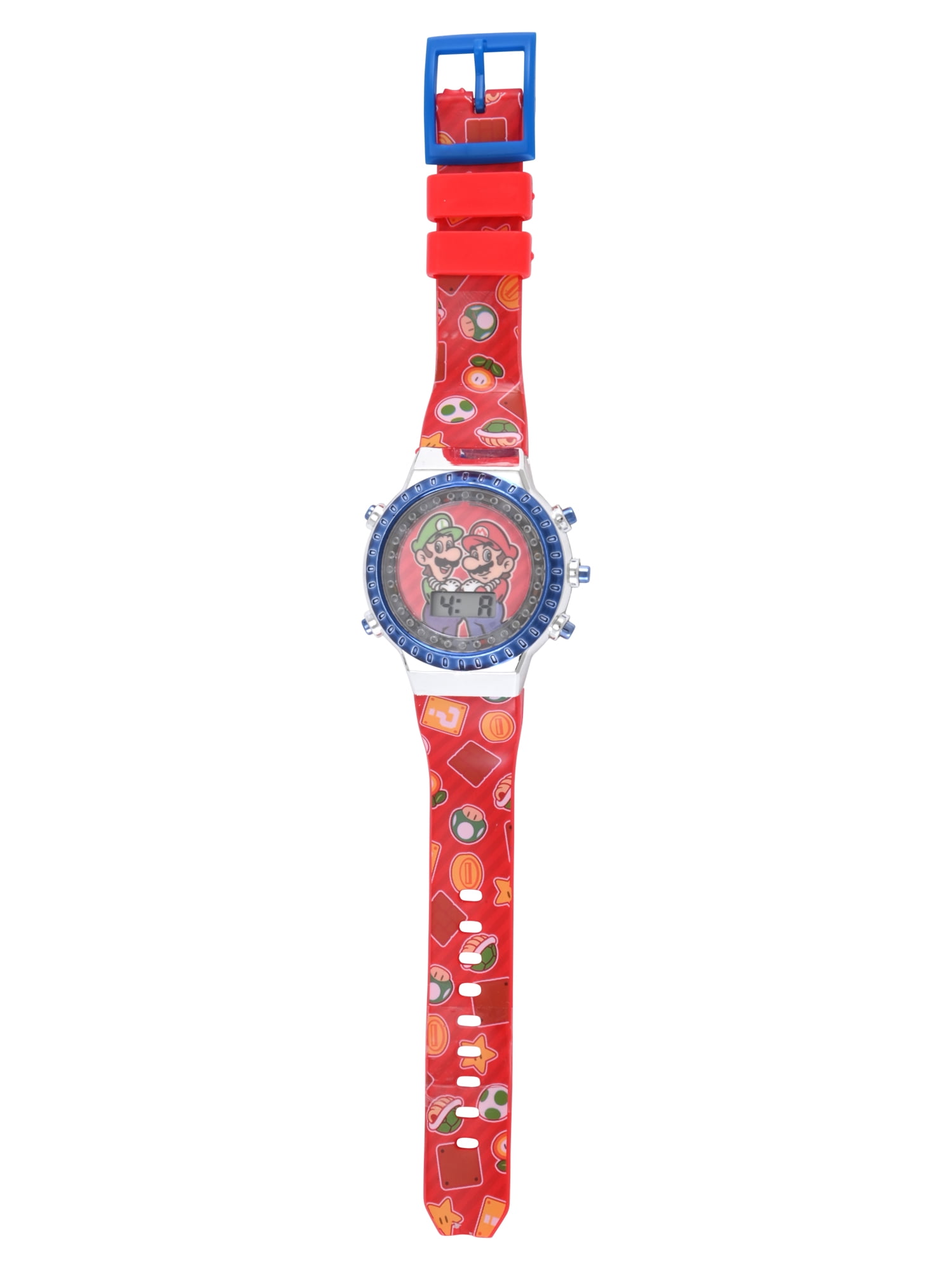 Nintendo Super Mario Brothers Featuring Mario and Luigi Unisex Child Red and Blue LCD Watch, GSM4094WM - Image 4