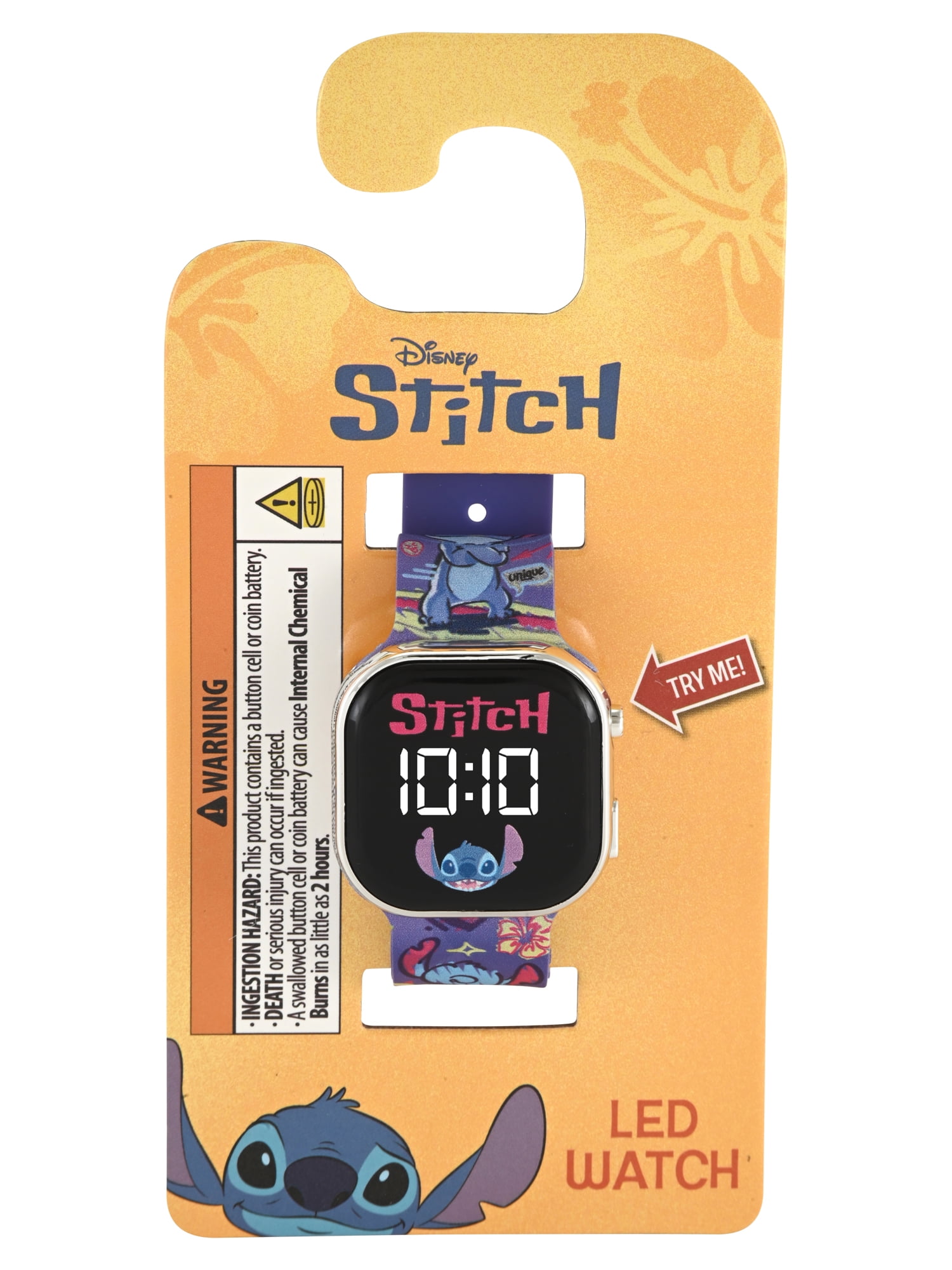 Stitch Unisex Childrens LED Watch With Square Caseand Printed Silicone Strap; LAS4207WM - Image 2