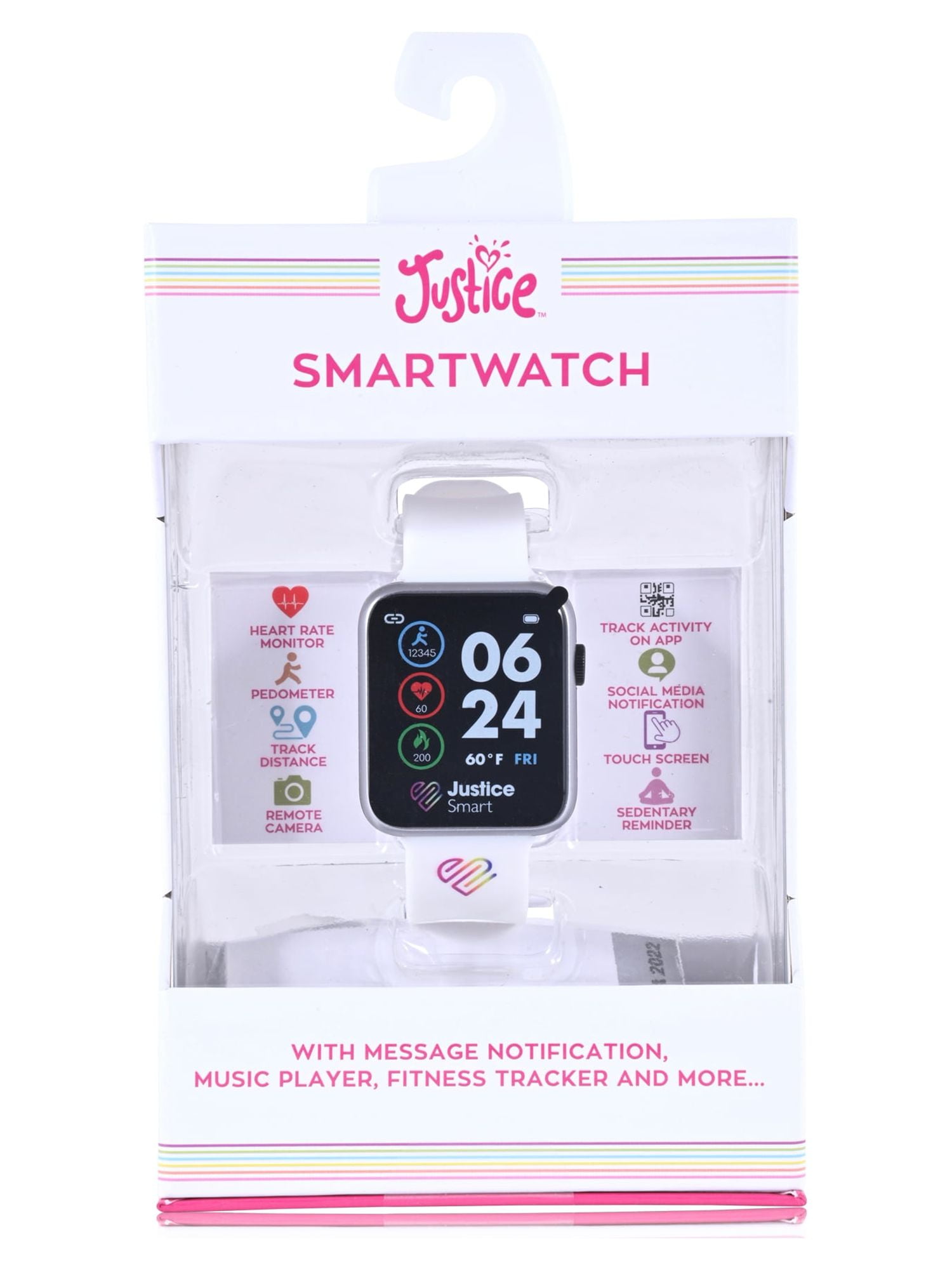 Justice Unisex Child Smart Watch with Silicone Perforated Band in White (JSE4202WM) - Image 2