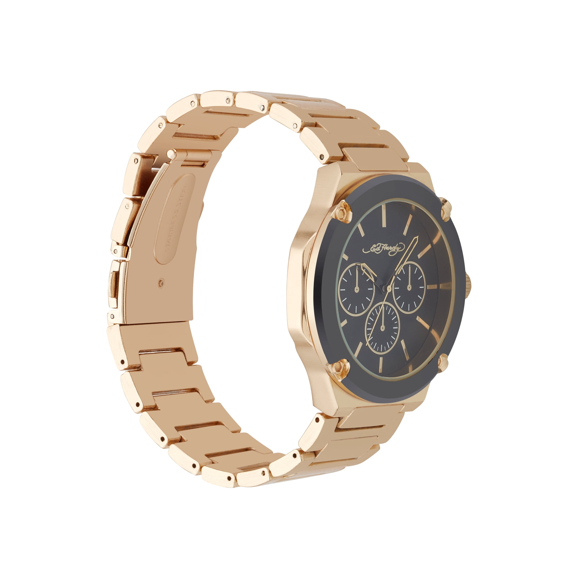 Ed Hardy Singles Quartz Men's Brushed Gold Metal Strap 46mm Analog Watch - Image 2