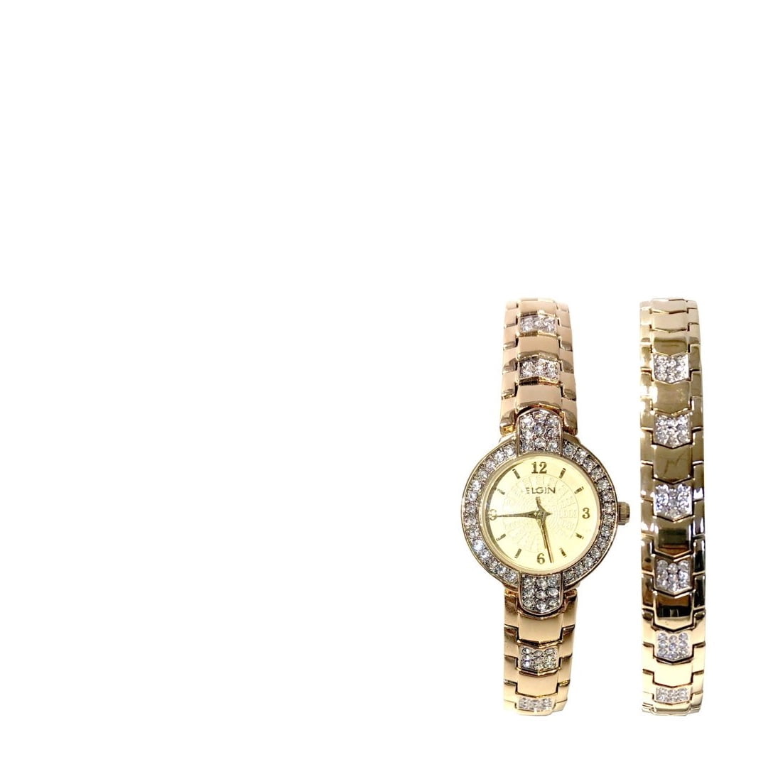 Elgin Adult Female Analog Watch Set with Arrow Link Design in Gold (EG1010ST) - Image 5