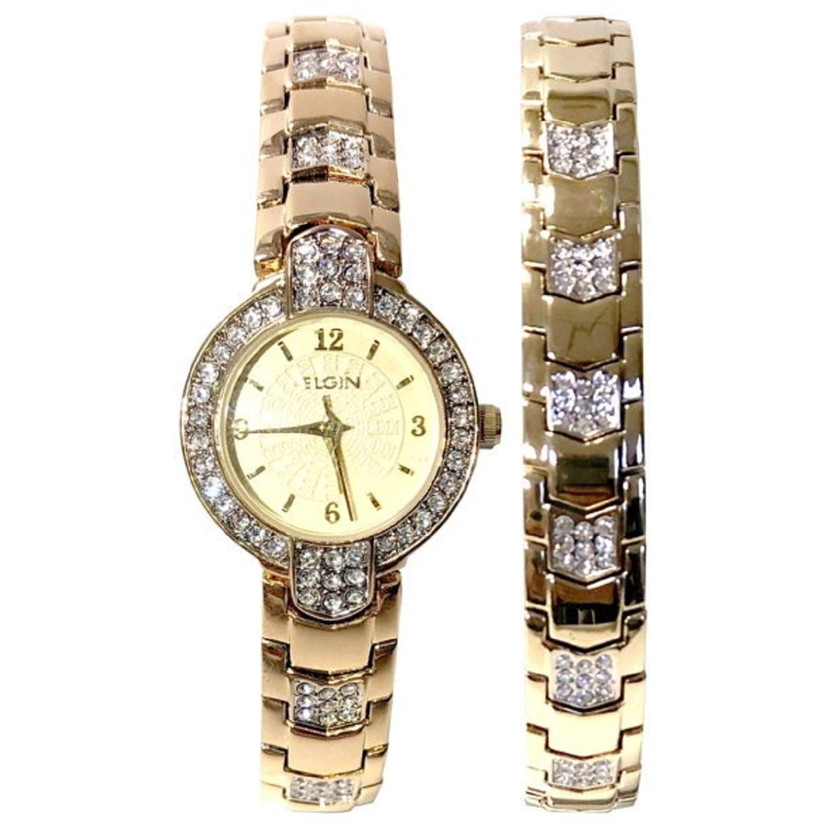 Elgin Adult Female Analog Watch Set with Arrow Link Design in Gold (EG1010ST) - Image 3