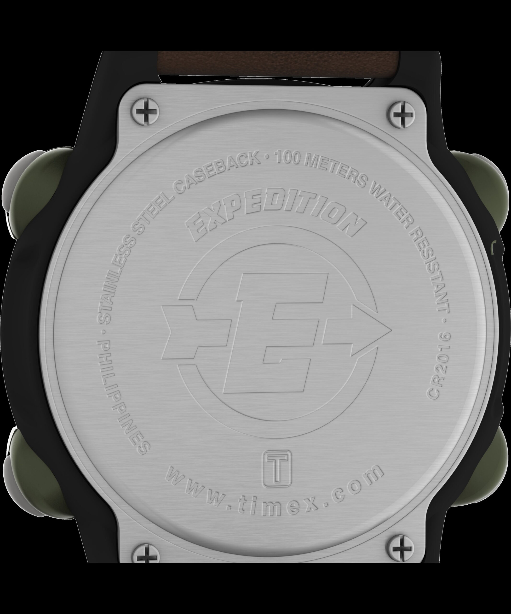 Timex Men's Expedition Digital CAT 39mm Watch – Green Case with Black & Brown Fabric & Leather Strap - Image 4