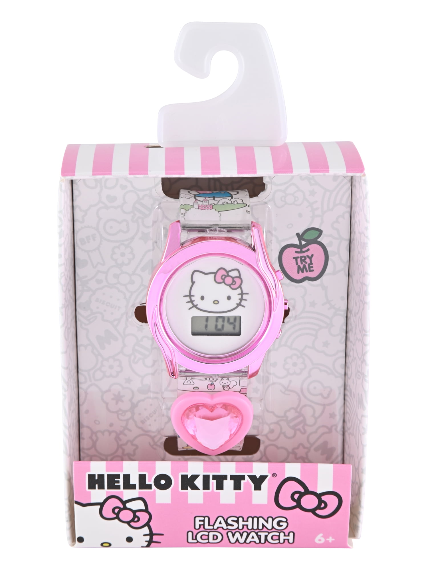 San Rio Hello Kitty Girls White Printed Silicone Strap Watch With Slide On Heart Charm; HK4255WM - Image 2