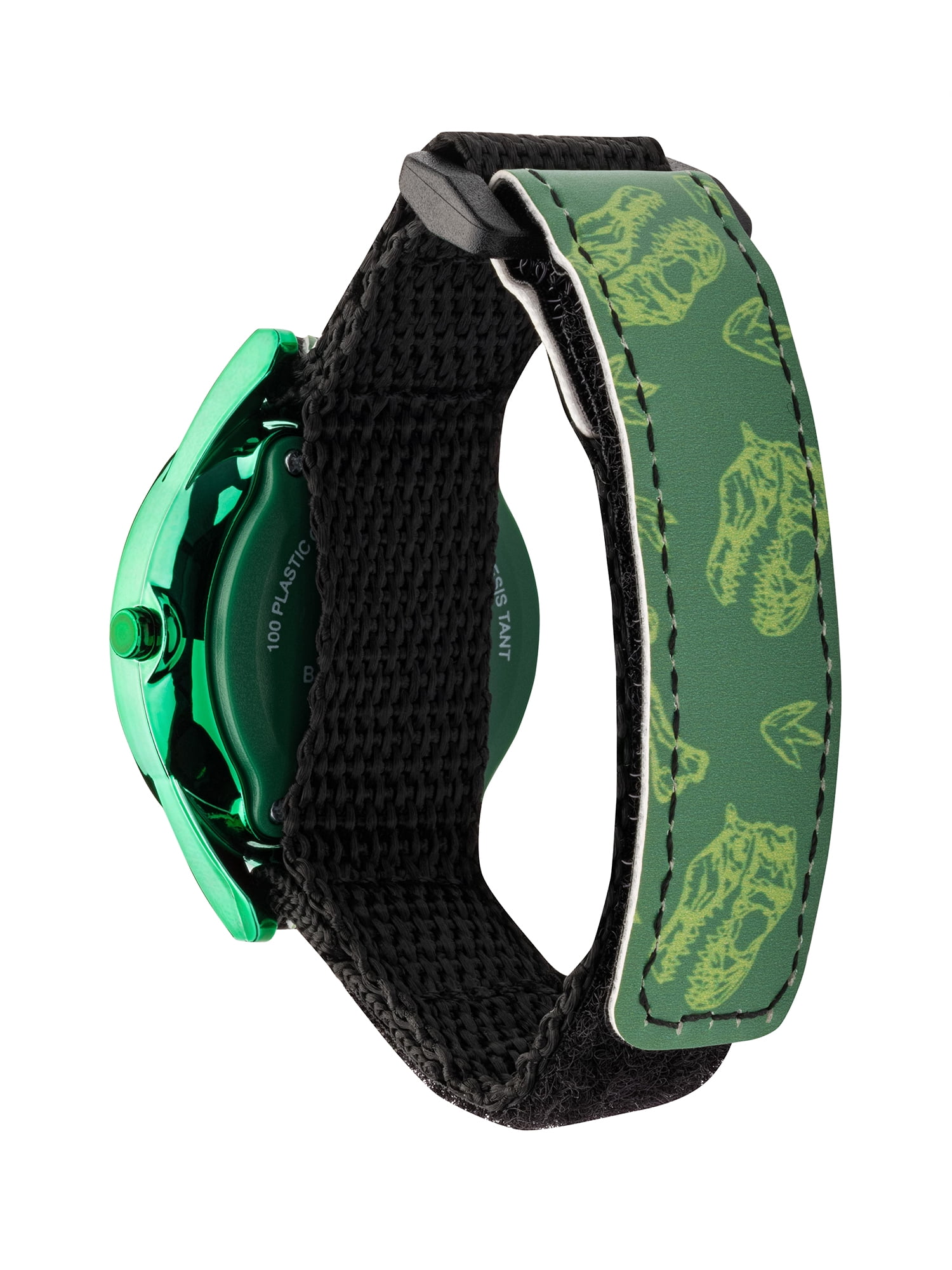 Wonder Nation Boys Round LED Dial Dino Print Velcro Kids Digital Watch, Green - Image 3