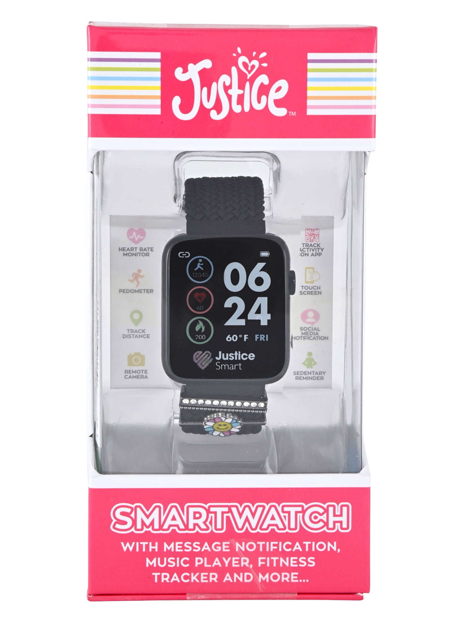 Justice iTime Unisex Child Smart Watch with Black Mesh Magnetic Strap and Black Case 42mm - Image 4