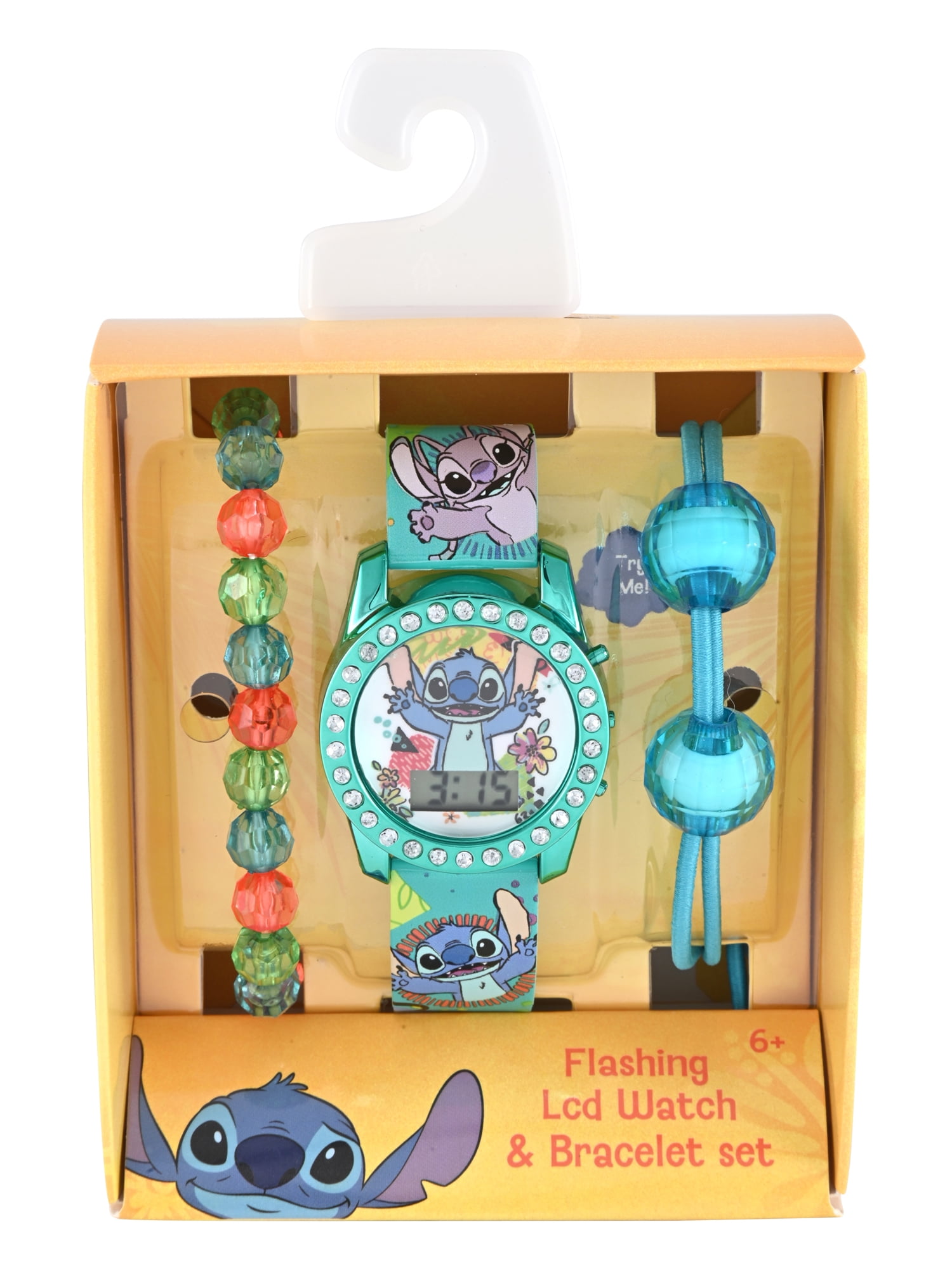Disney Lilo & Stitch Turquoise Printed Silicone Strap Watch with Matching Turquoise Metallic Case and Beaded Braeletes; LAS40052WM - Image 7