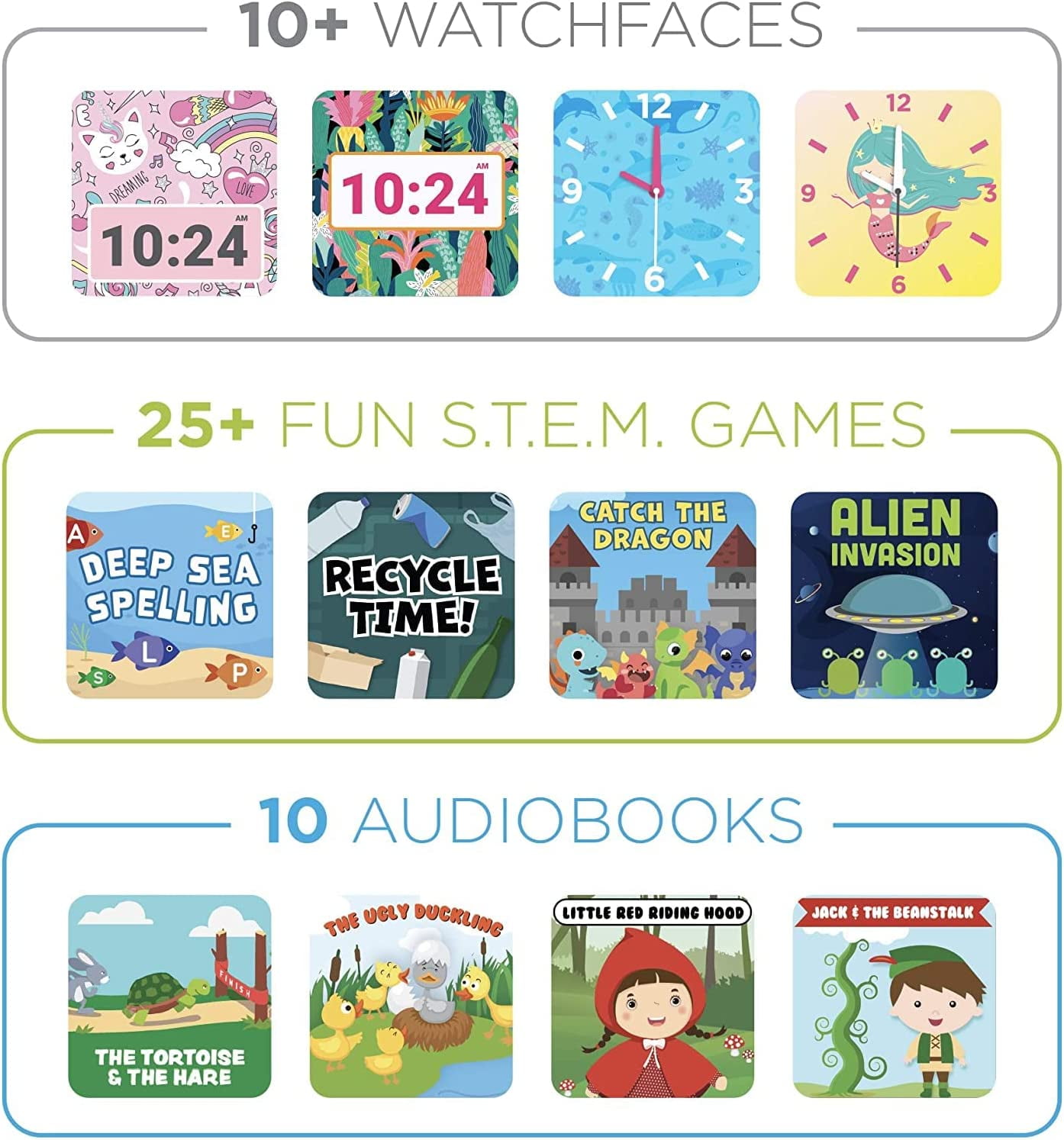 PlayZoom 2 Kids Smartwatch - Video Camera Selfies STEM Gift for Kids (Tie Dye Cats and Ice Cream) - Image 7