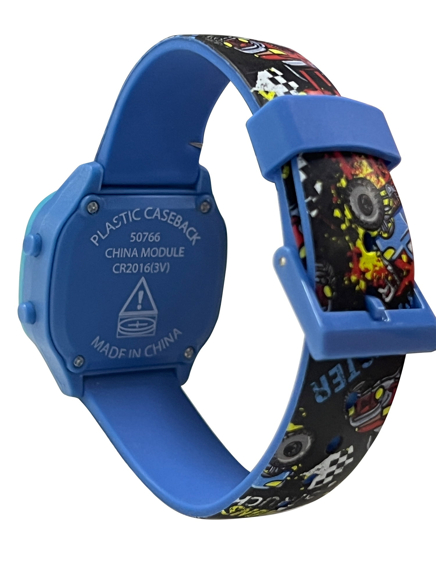 Wonder Nation Boys Round Multifunction LCD Kids Monster Truck Digital Wristwatch, Blue Multi Color, Silicone Strap - Image 3