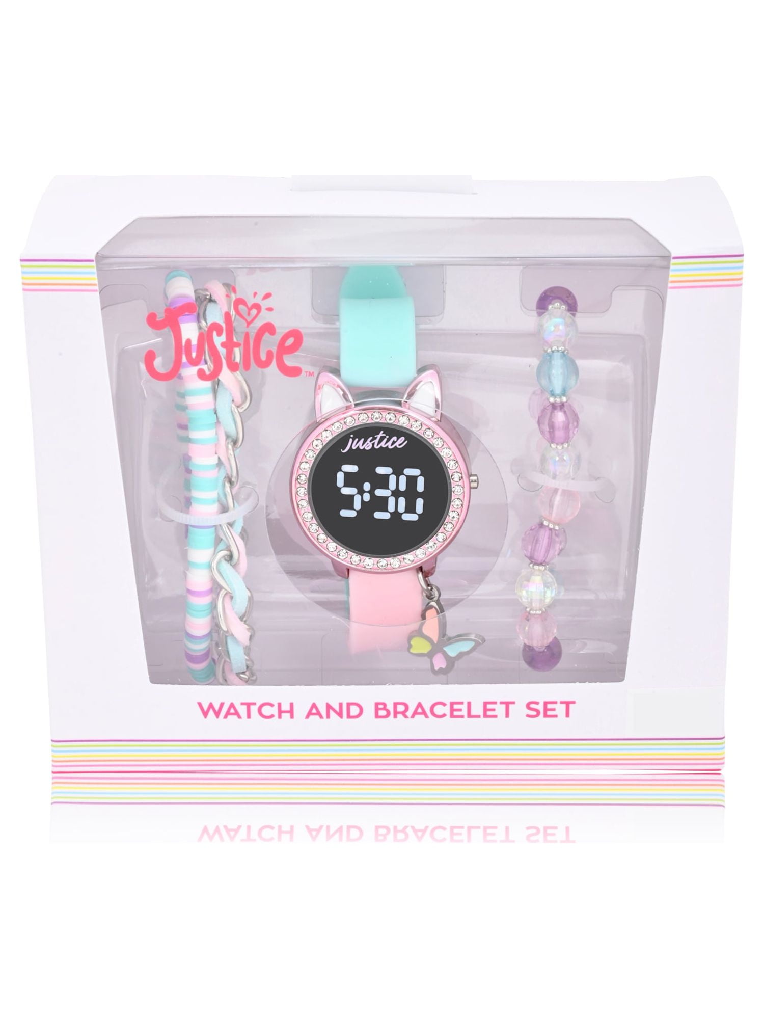Justice Girl's LED Silicone Watch and Matching Bracelet 4 Piece Set - Image 2