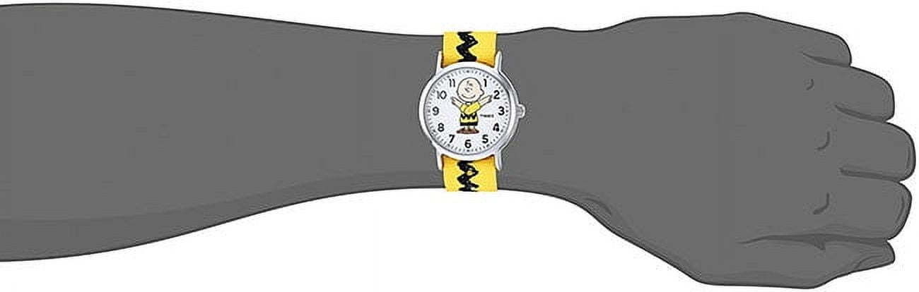 Timex x Peanuts Unisex Weekender 38mm Watch – Charlie Brown with Yellow & Black Fabric Slip-Thru Strap - Image 2