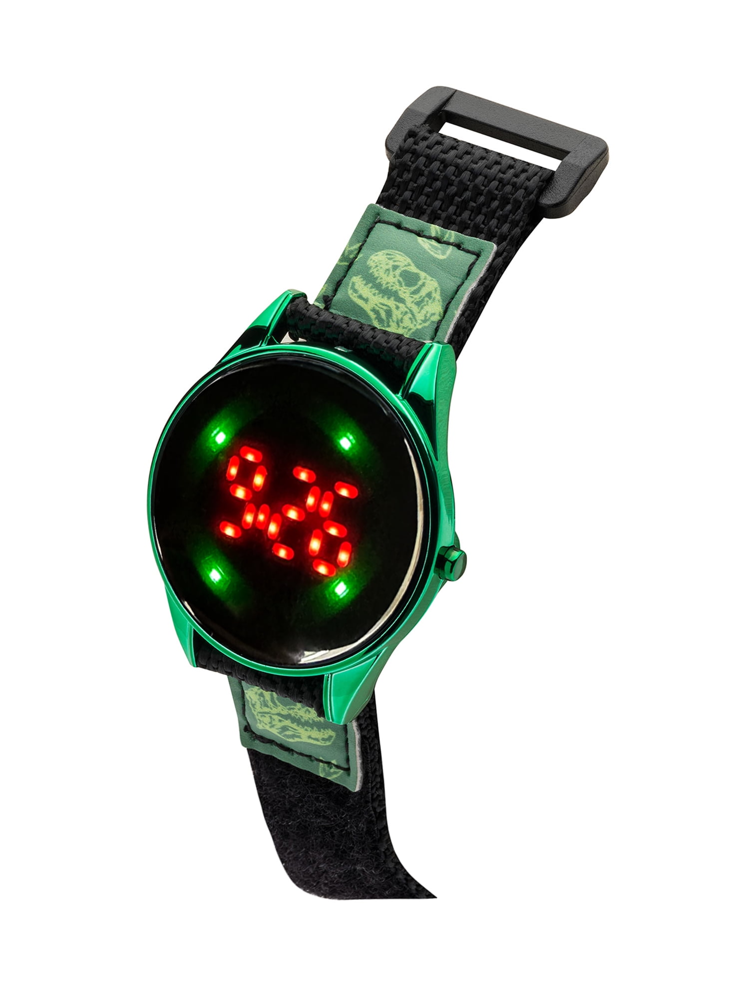 Wonder Nation Boys Round LED Dial Dino Print Velcro Kids Digital Watch, Green - Image 4