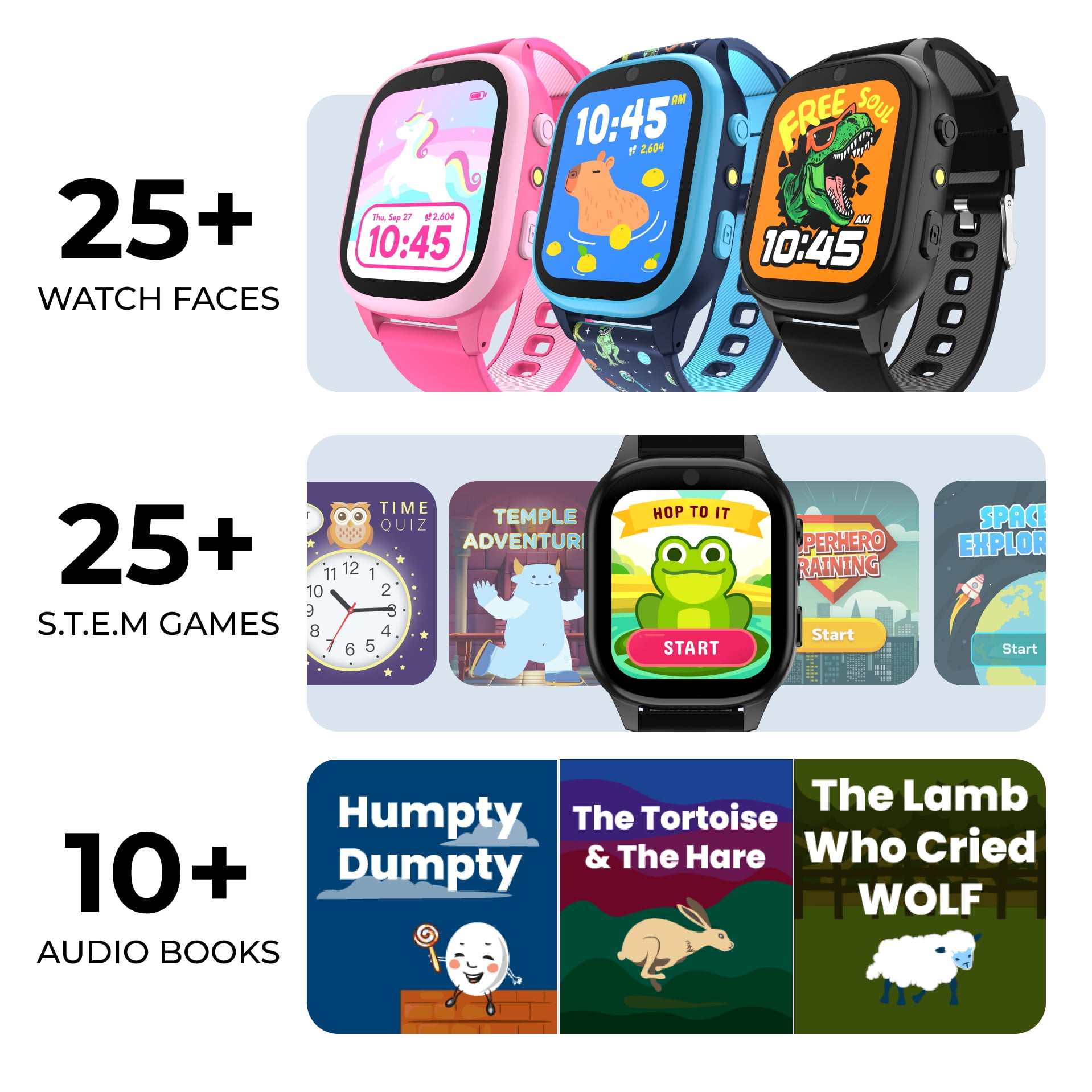 PlayZoom 4 Kids Smartwatch – 25 STEM Games, Camera, Step Counter, Audiobooks, Bluetooth, Splash Resistant, 7-Day Battery - Image 4