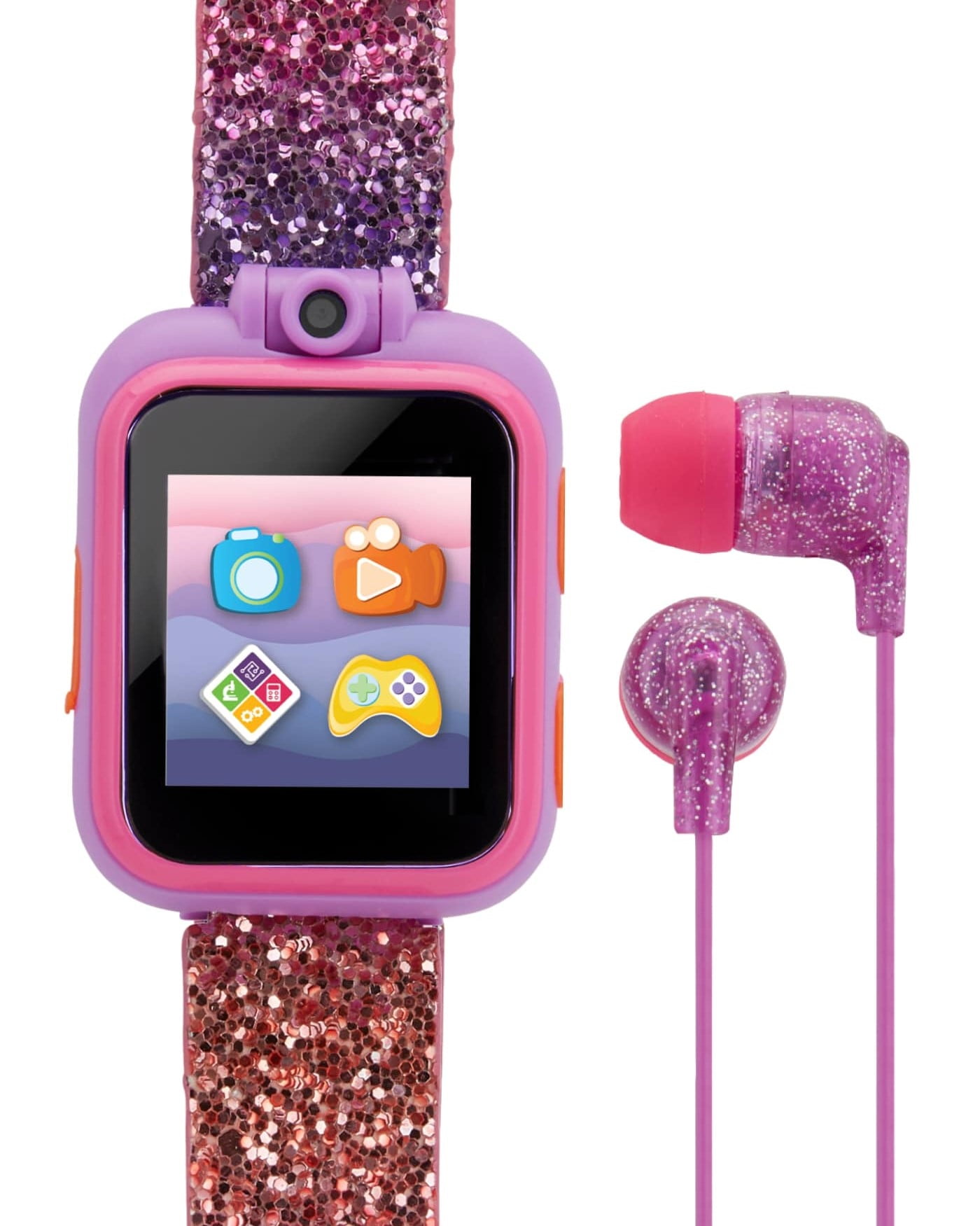 iTech Junior Girls Earbuds & Smartwatch Set - Rainbow Ombre Glitter 900143M-40-RAI