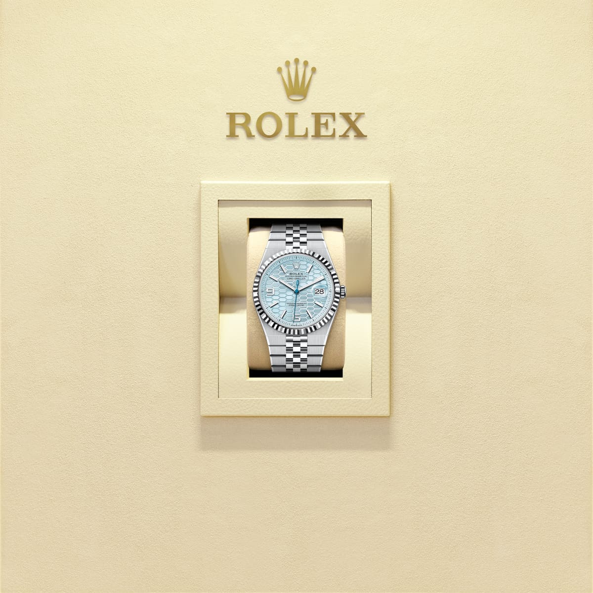 Unworn 2025, Rolex Land-Dweller 36, Platinum, Ice blue dial, Fluted Flat Jubilee, Ref# 127236-0001, box and papers 1:1 - Image 8