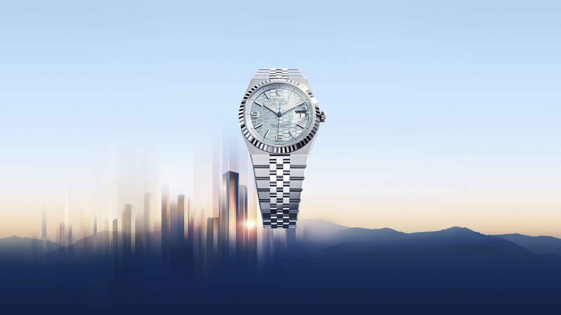 Unworn 2025, Rolex Land-Dweller 36, Platinum, Ice blue dial, Fluted Flat Jubilee, Ref# 127236-0001, box and papers 1:1 - Image 6
