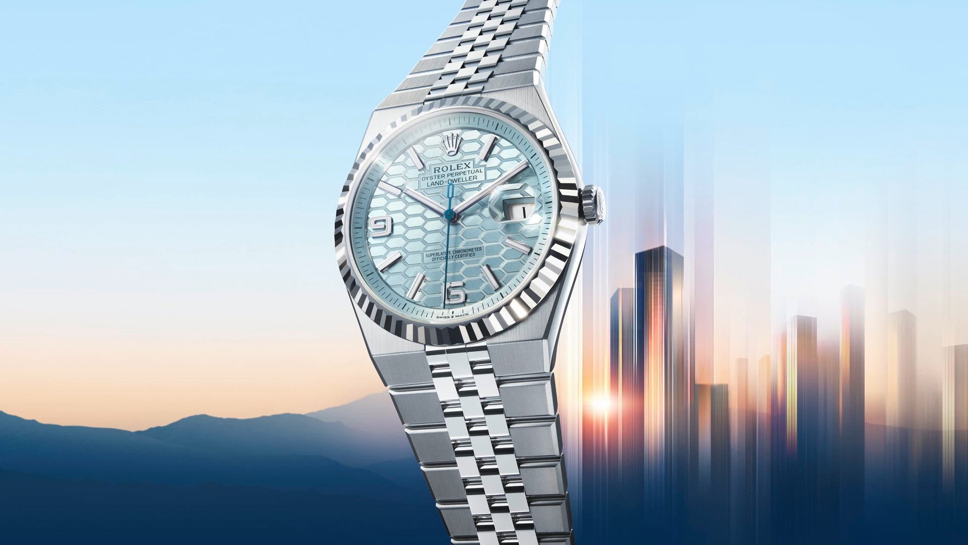 Unworn 2025, Rolex Land-Dweller 36, Platinum, Ice blue dial, Fluted Flat Jubilee, Ref# 127236-0001, box and papers 1:1 - Image 7