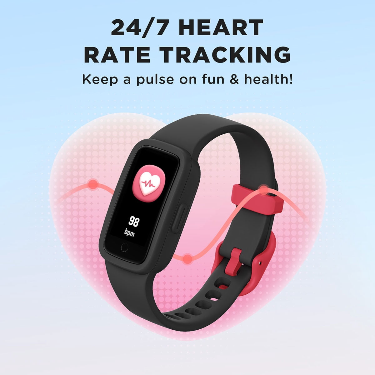 BIGGERFIVE Vigor 3 Kids Fitness Tracker Watch, AMOLED Screen, No App No Phone Needed, 3ATM Waterproof, Heart Rate and Sleep Monitor, Pedometer Watch, Sports Step Counter for Girls Ages 5-15, Black - Image 2