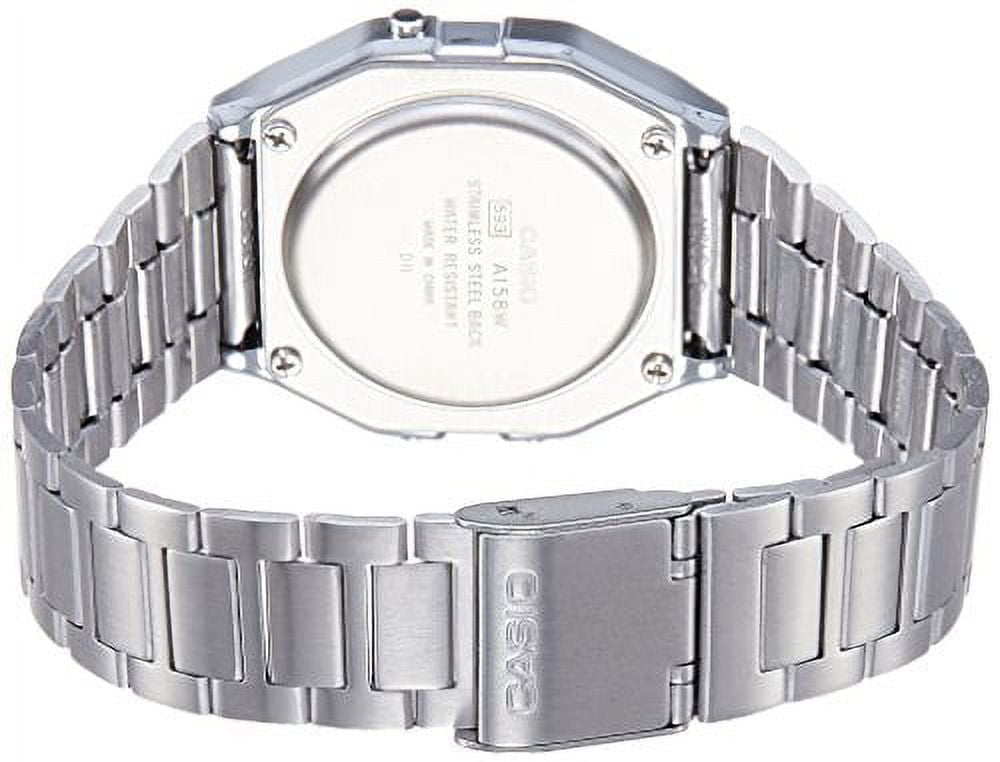 Casio A158W-1 Men's Classic Silver Stainless Steel Water Resistant Digital Watch - Image 4