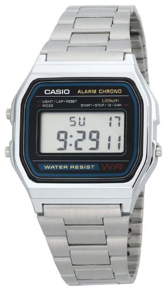 Casio A158W-1 Men's Classic Silver Stainless Steel Water Resistant Digital Watch - Image 2