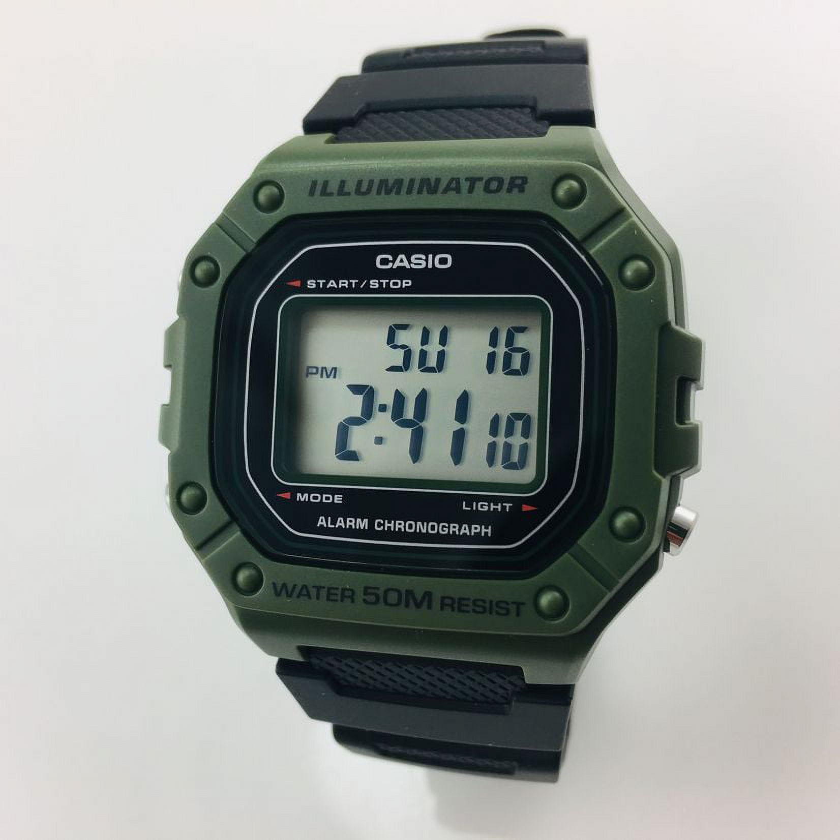 Casio Men's Large Case Digital Sport Watch - Black/Green W218H-3A - Image 3