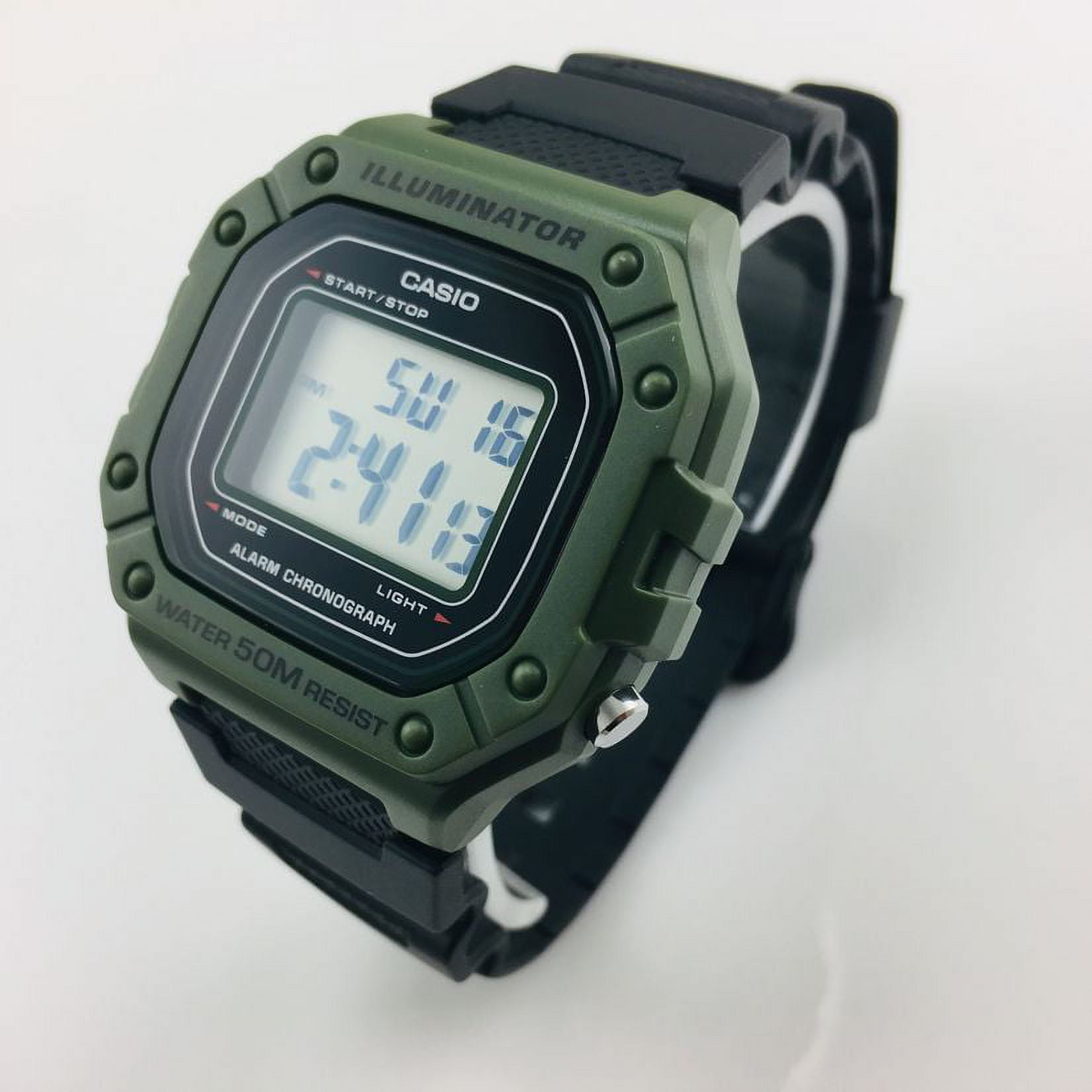 Casio Men's Large Case Digital Sport Watch - Black/Green W218H-3A - Image 5