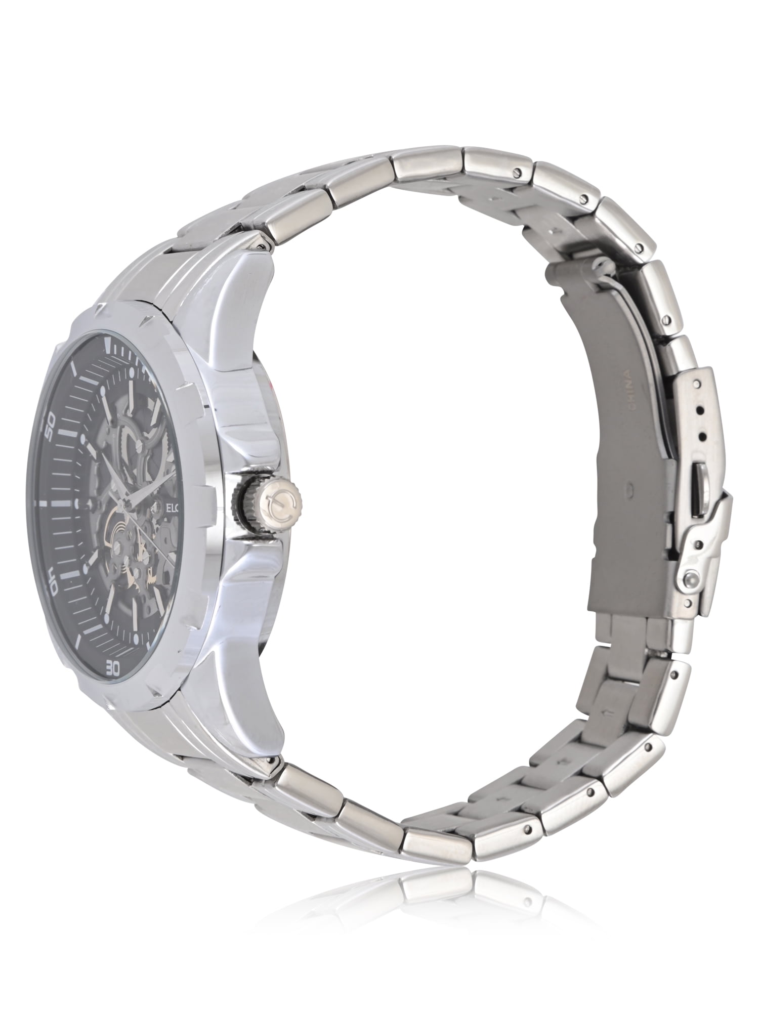 Elgin Adult Men's Silver Round Case Watch with Faux Skeleton Dial. (FG180031) - Image 2