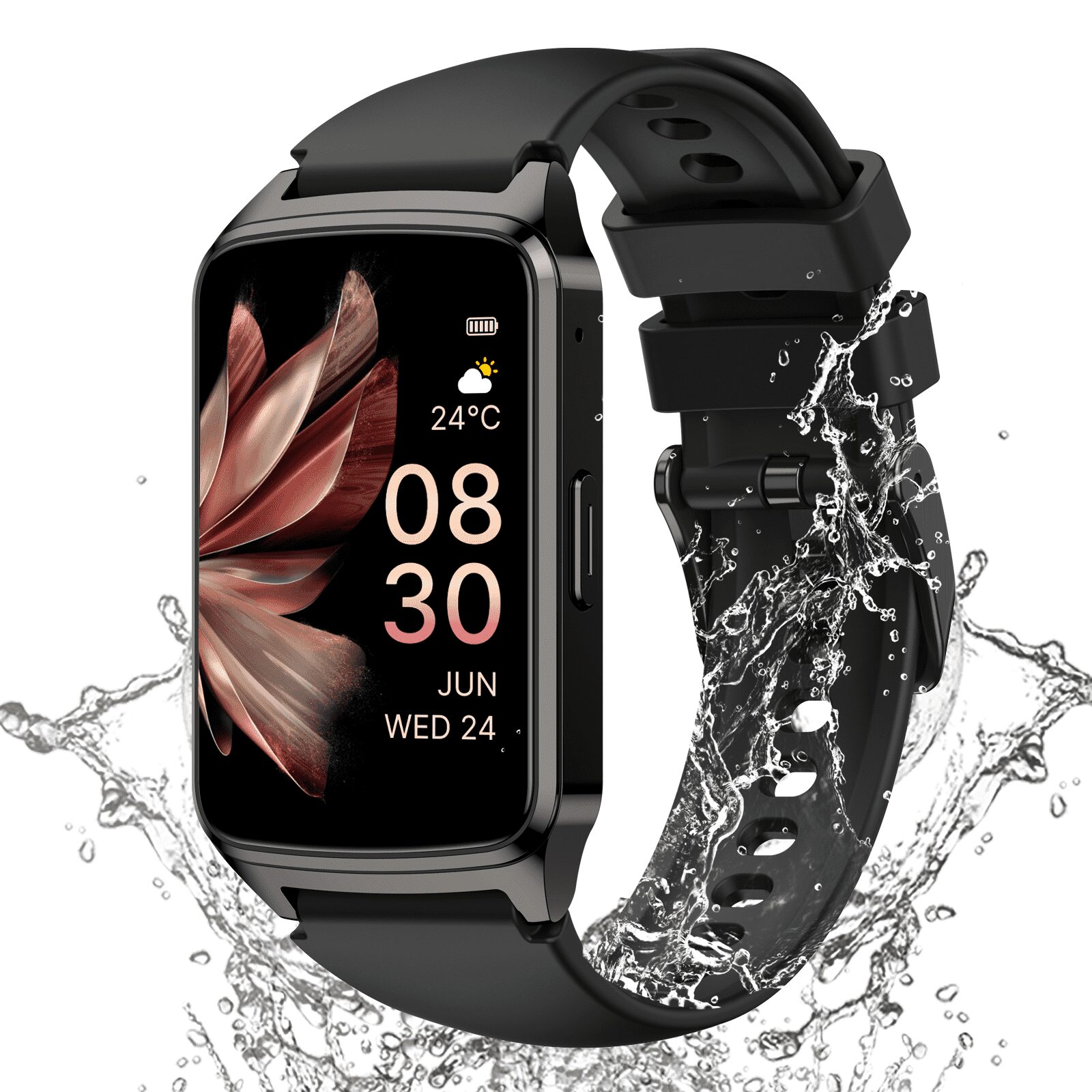 Fitness Tracker Smart Watch for Women Men Make/Answer Calls with Fitness and Wellness Tracking 100+ Sports Modes Step Calorie Counter IP68 Waterproof Fits for Android and iPhone, Black