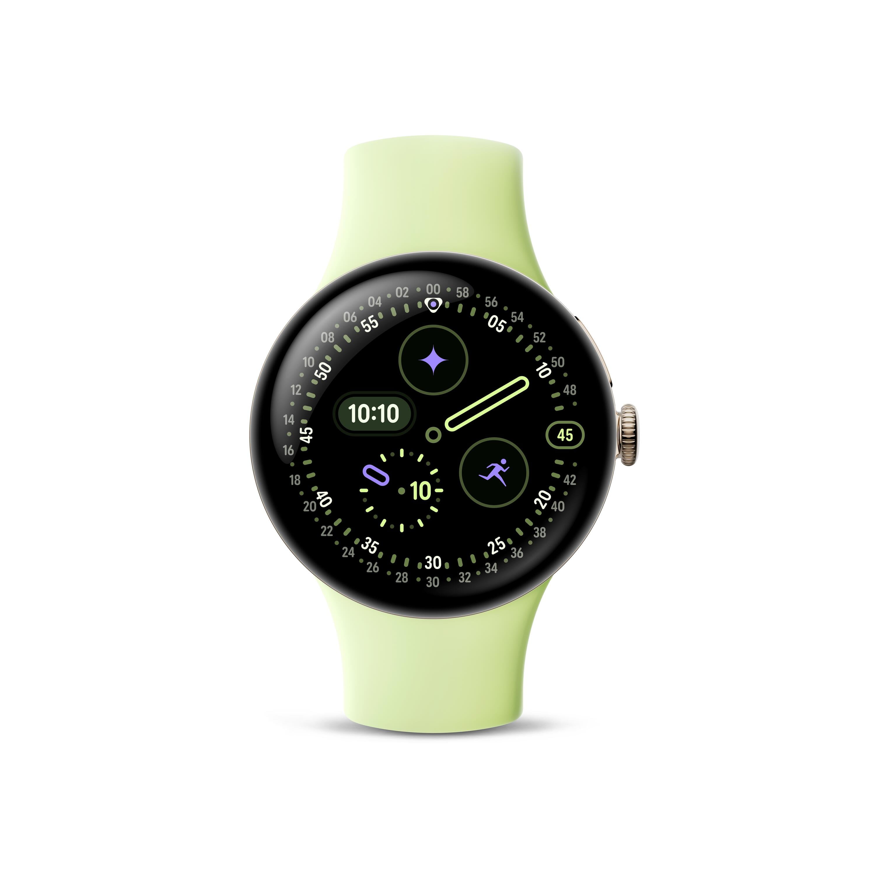 Google Pixel Watch 4 (41mm) - Android Smartwatch with Domed Display, Comprehensive Health and Fitness Tracking, and Help from Gemini - Champagne Gold Aluminum Case - Lemongrass Active Band - LTE - Image 5