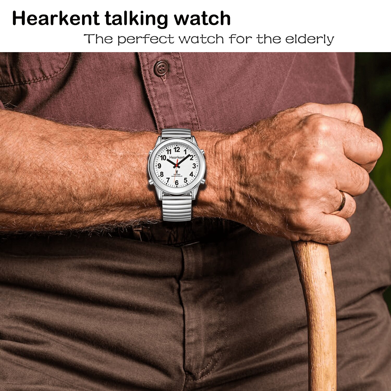 Hearkent Atomic American English Talking Watch Stainless Steel Stretch Band Best Gift for Senior,Visually Impaired or Blind People - Image 3