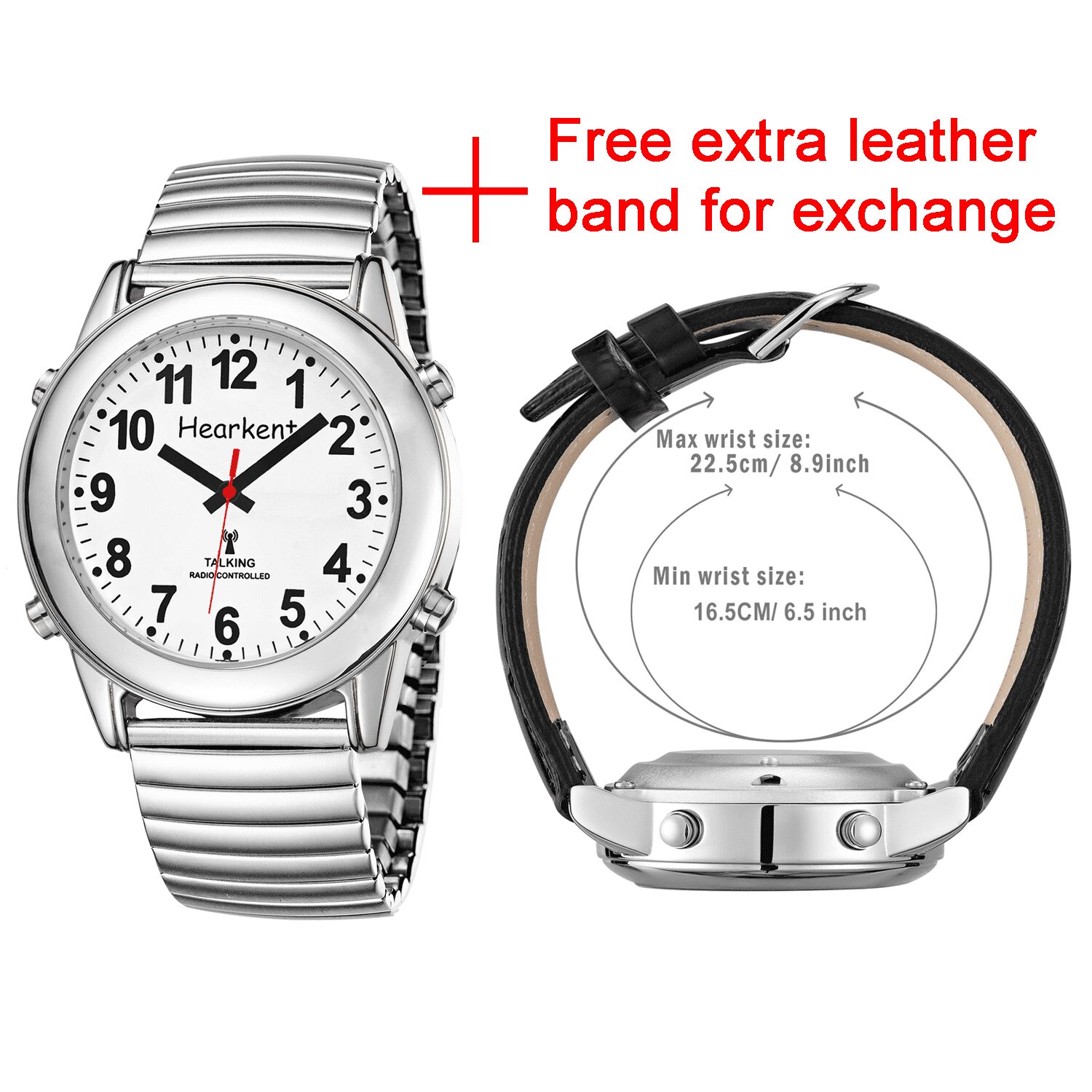 Hearkent Atomic American English Talking Watch Stainless Steel Stretch Band Best Gift for Senior,Visually Impaired or Blind People - Image 5