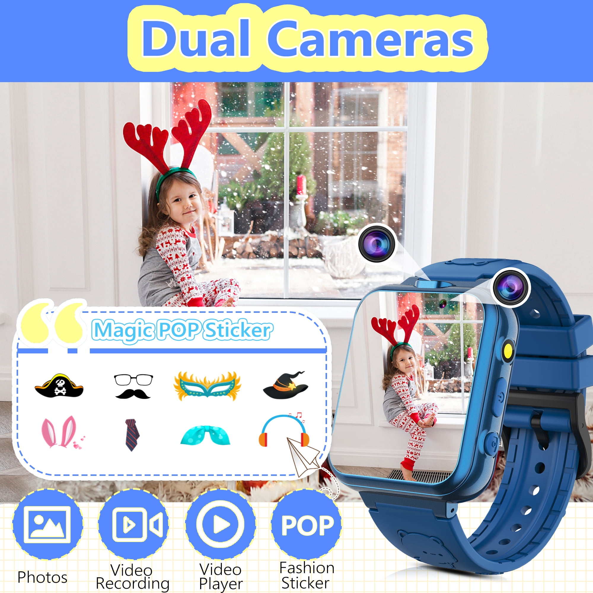 Kids Game Smart Watch for Boys Girls, 24 Games 5 Languages 3 Alarms 2 Cameras Music Torch Pedometer Calendar, 1 Count - Image 4