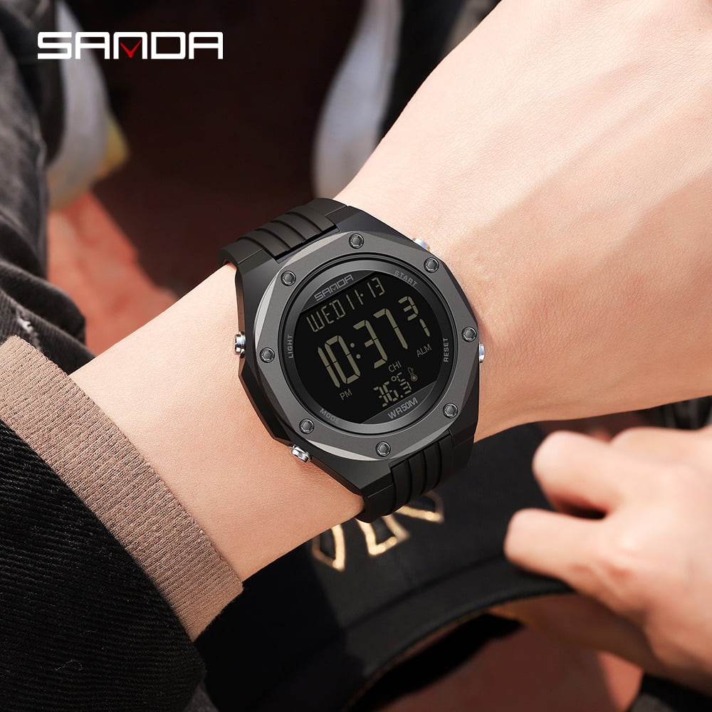 Sanda New Fashion Military Men's Watches Body Temperature Monitor 50m Waterproof Sports Watch Led Electronic Wristwatches 6028 - Digital Wristwatches - Image 2