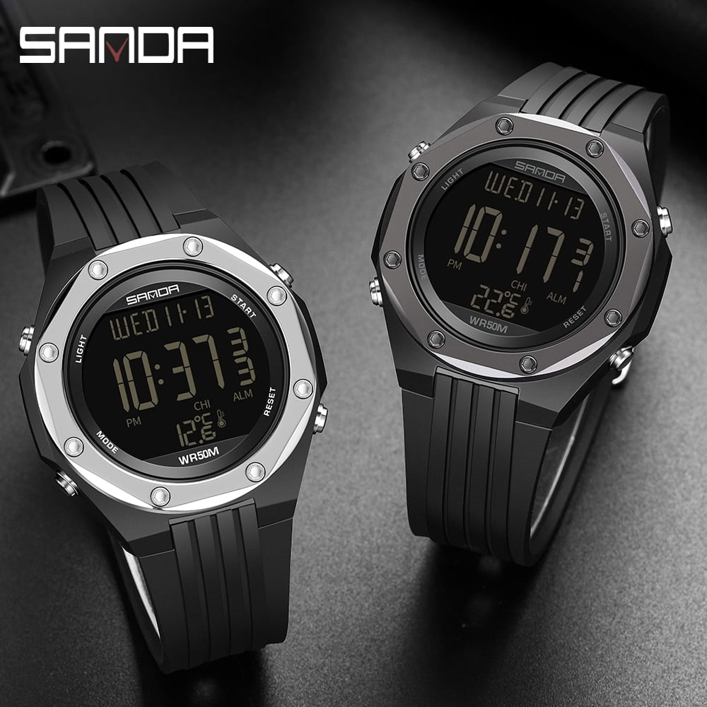 Sanda New Fashion Military Men's Watches Body Temperature Monitor 50m Waterproof Sports Watch Led Electronic Wristwatches 6028 - Digital Wristwatches - Image 5