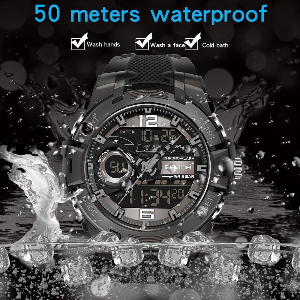 Sanda Top Brand Dual Display Wrist Watch Men Watches Sports Watch For Men Clock Military Wristwatch Outdoor 5atm Waterproof Hour - Quartz Wristwatches - Image 5