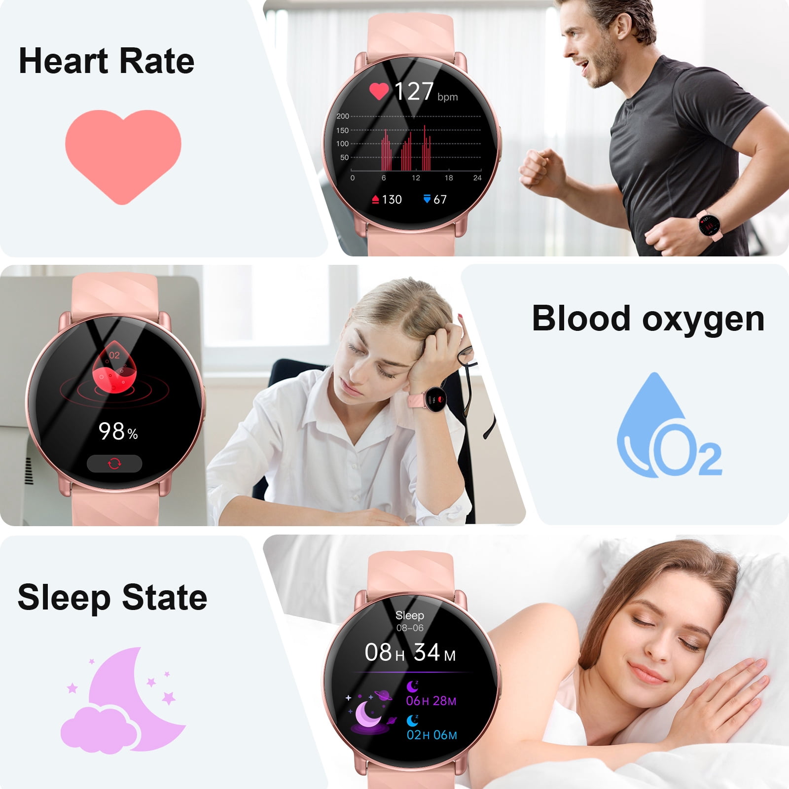 Smart Watch for Women Android iphone, 1.39" Touchsreen Fitness Tracker with AI Q&A, Bluetooth Calls, 110+ Sport Modes, IPX8 Waterproof, Gift Idea, Pink - Image 5