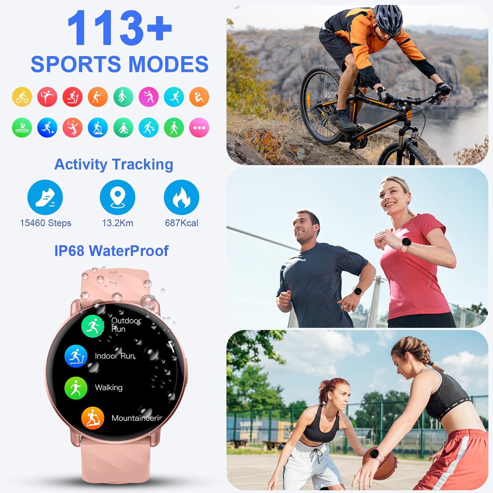 Smart Watch for Women Android iphone, 1.39" Touchsreen Fitness Tracker with AI Q&A, Bluetooth Calls, 110+ Sport Modes, IPX8 Waterproof, Gift Idea, Pink - Image 2