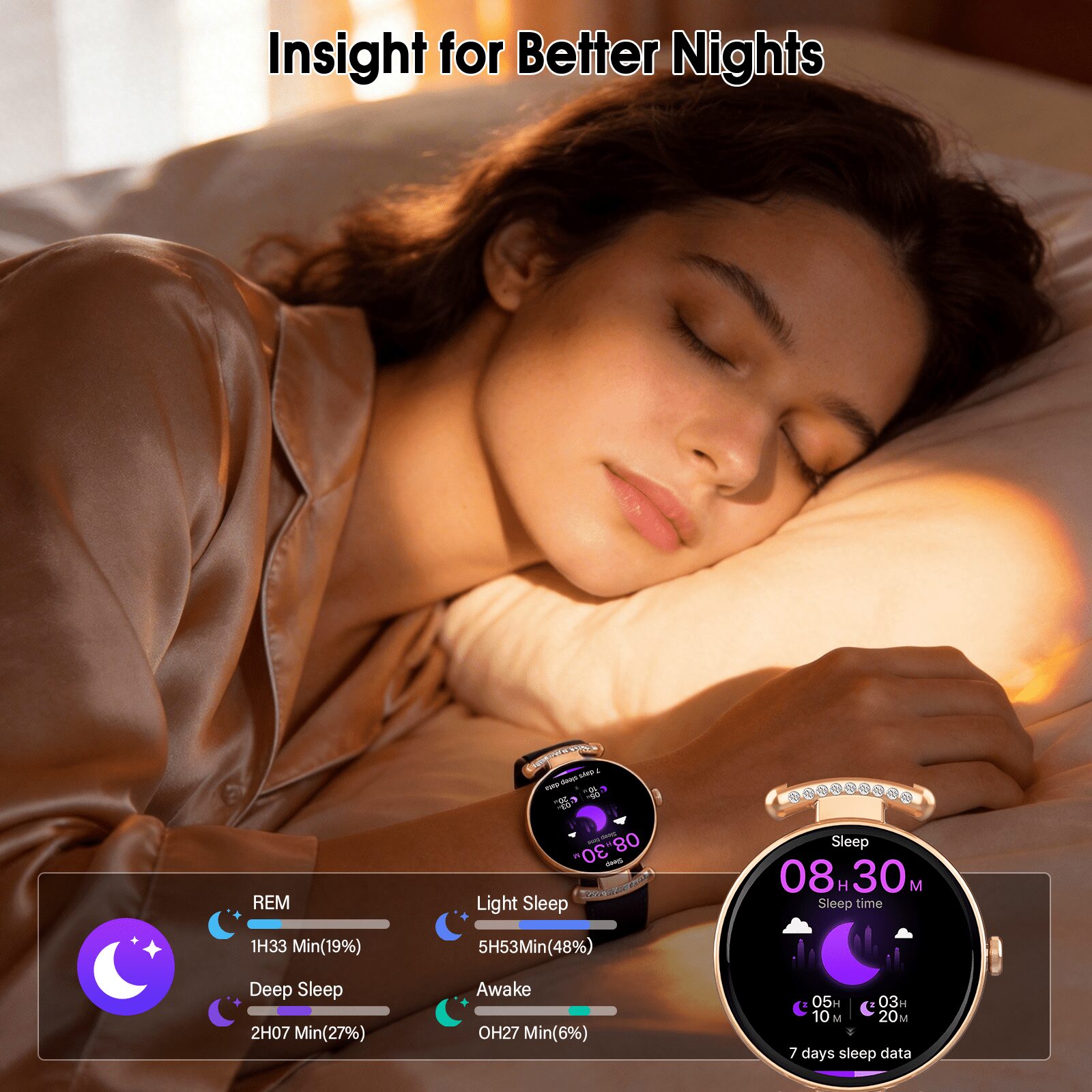 Smart Watches for Women, 1.2'' AMOLED HD Round Screen Fitness Trackers with Bluetooth Call (Answer/Make/Text), 100+ Sports Mode, IP68 Waterproof Women Smart Watch for Android IOS - Image 2