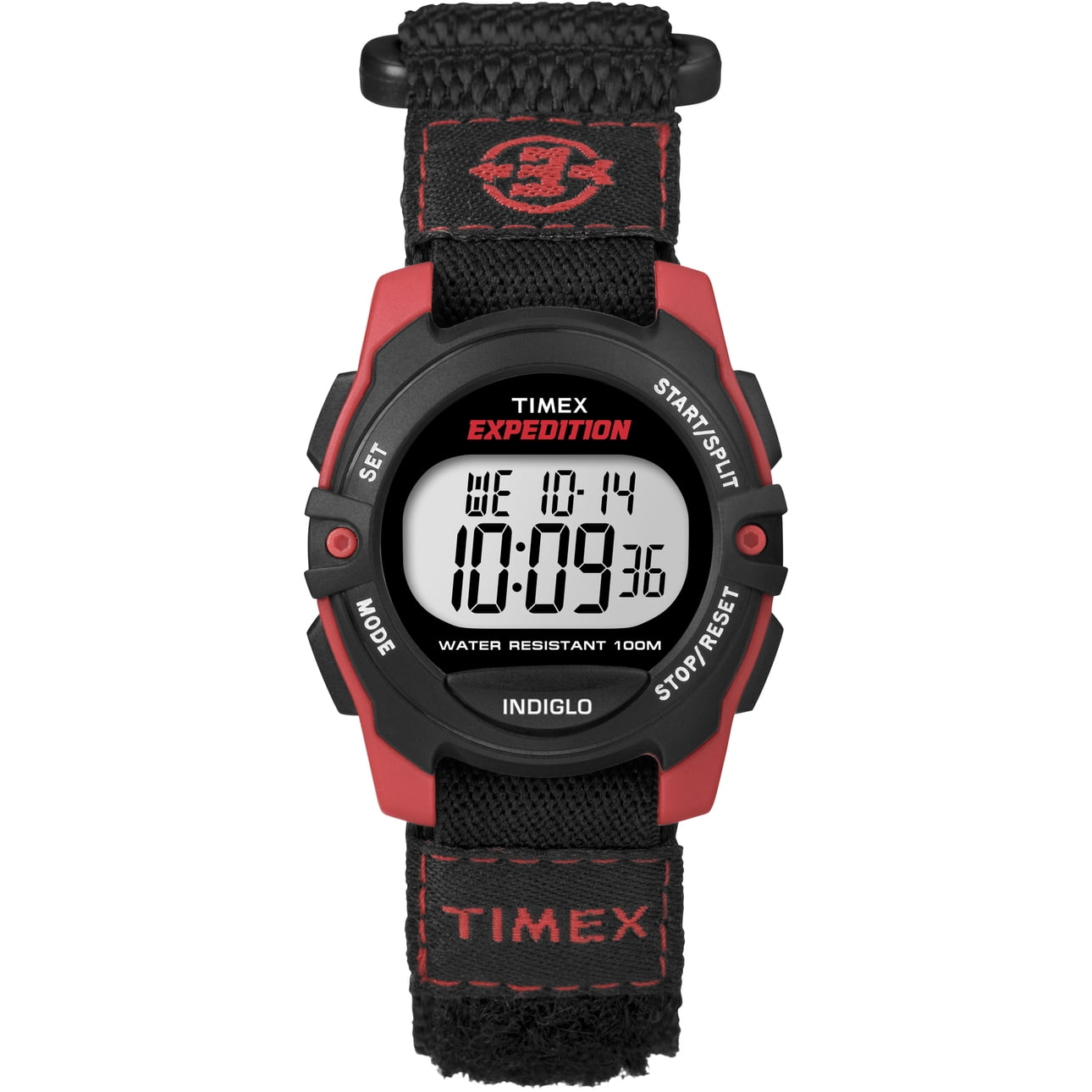 Timex Unisex Expedition Digital CAT Black/Red 33mm Outdoor Watch, FastWrap Strap