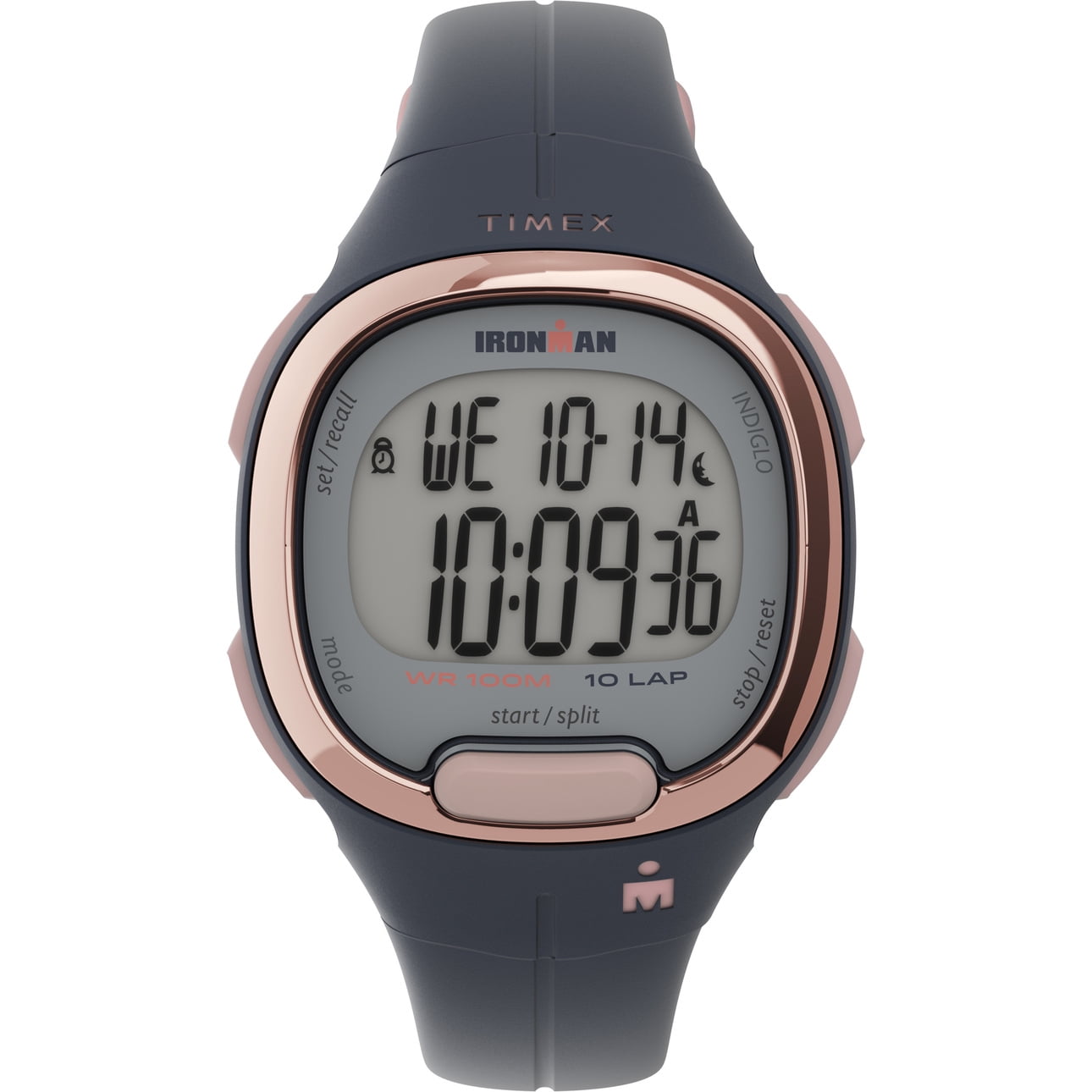Timex Women's Ironman Transit 33mm Blue/Rose Gold-Tone Watch, Resin Strap