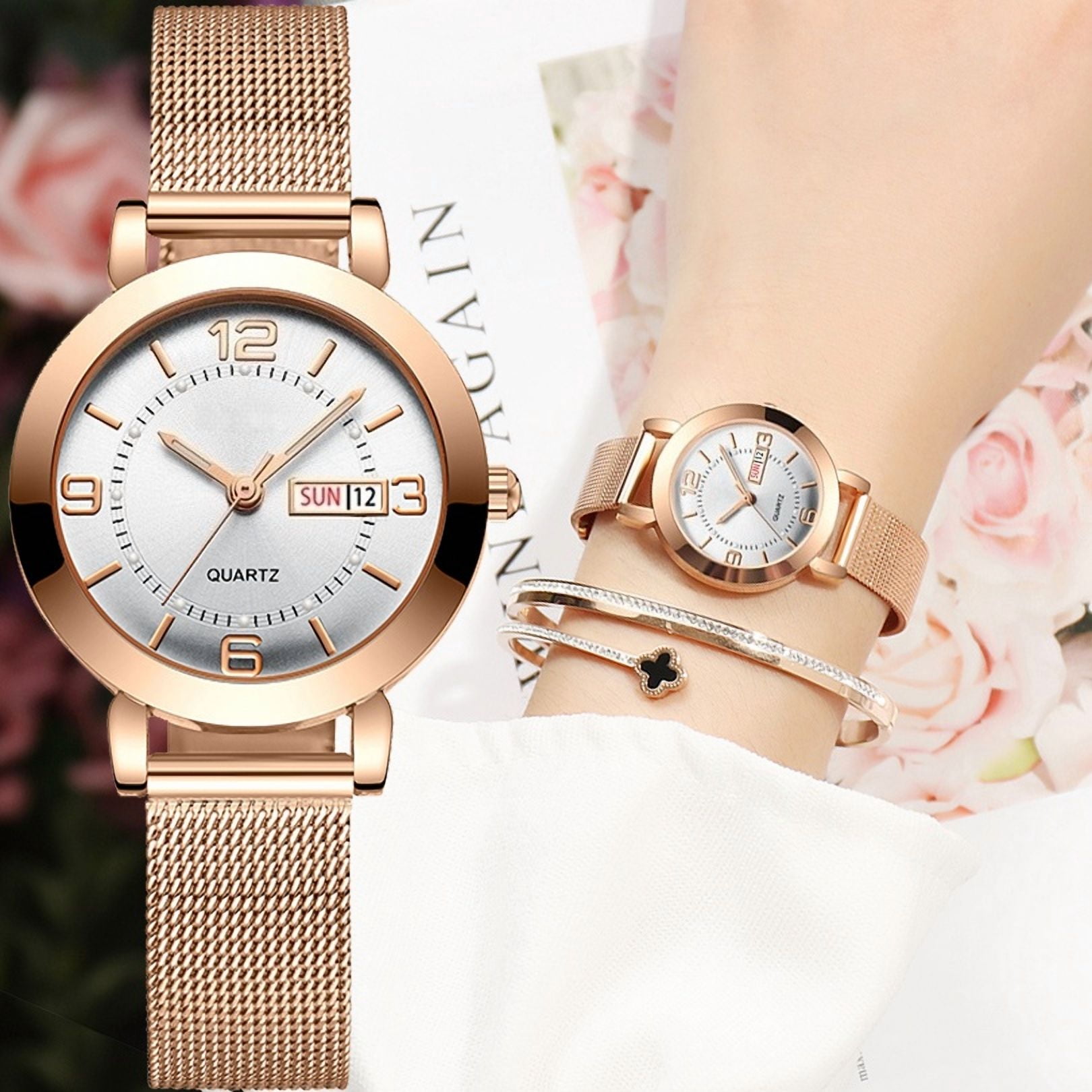 Women's Watch with Stainless Steel Strap, Calendar and Luminous Light - Image 5